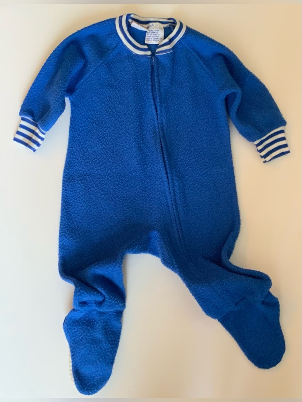 Vintage 80s Cozy Blue Footed Baby One-Piece